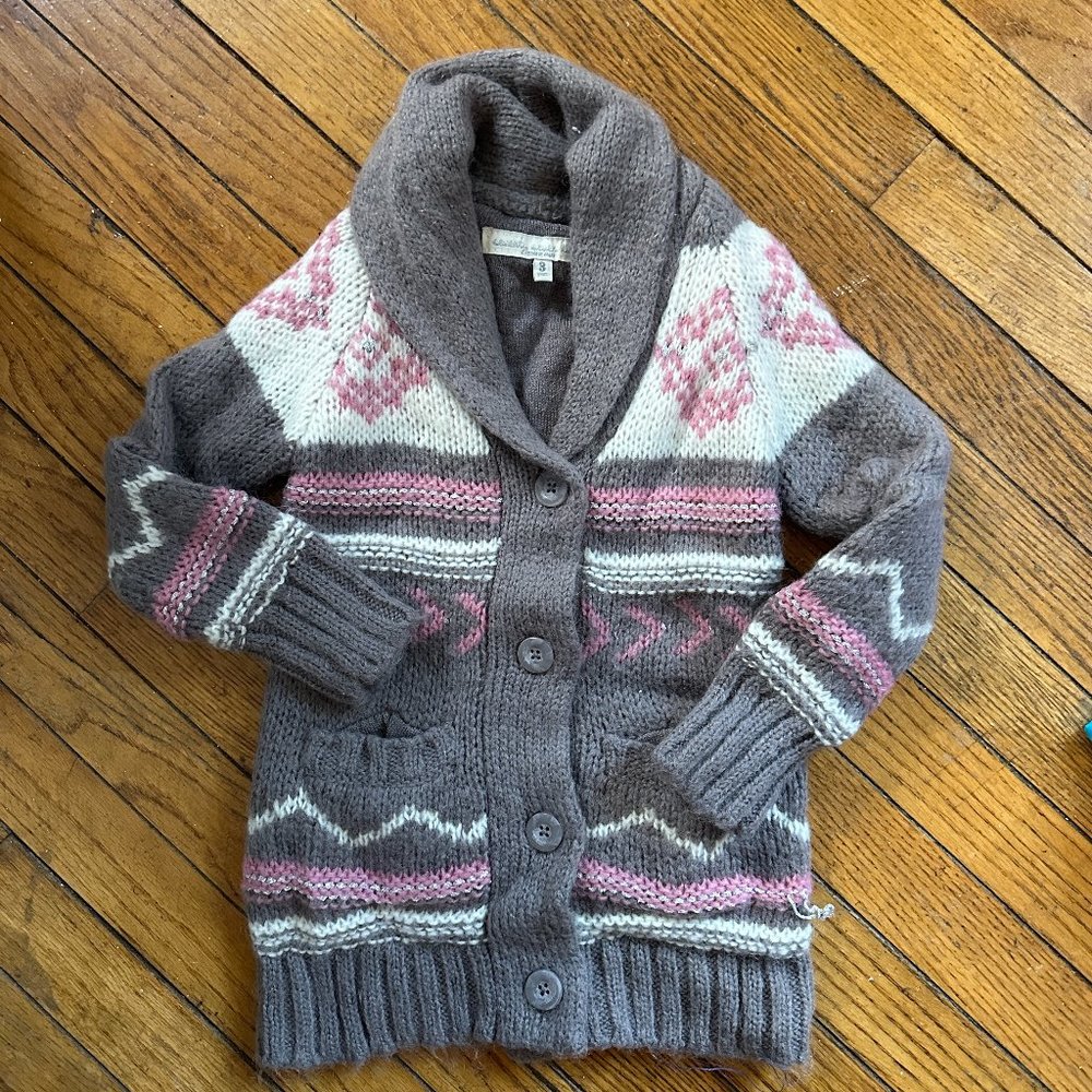 EUC Seventy Seven Fair Isle Button Down Cardigan Girls Sweater Sz 3T